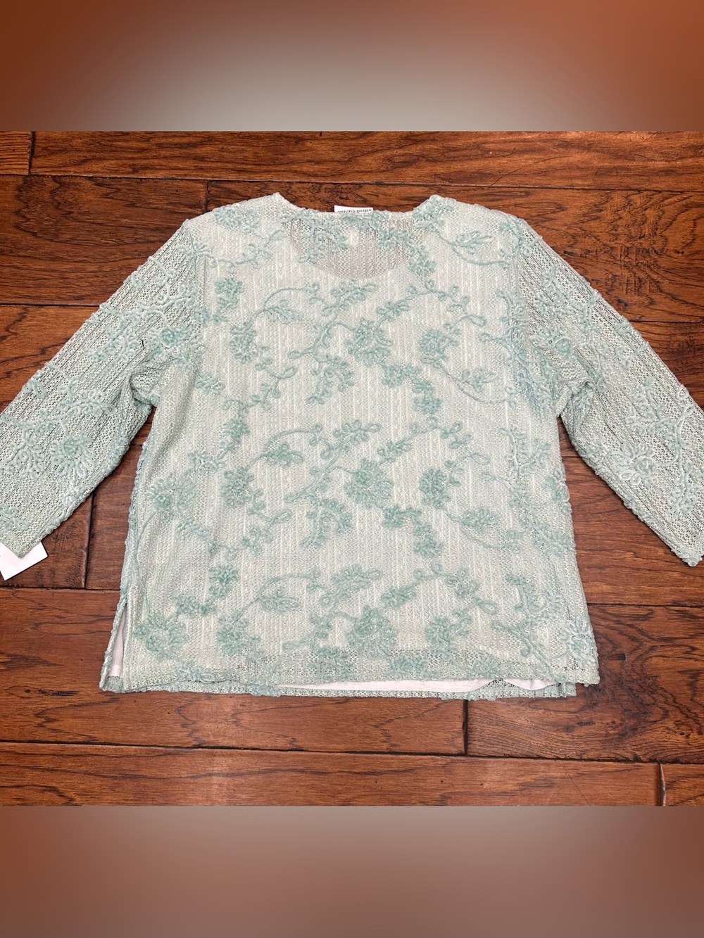 Alfred Dunner Mint Green Embroidered Knit Top - Picture 9 of 9